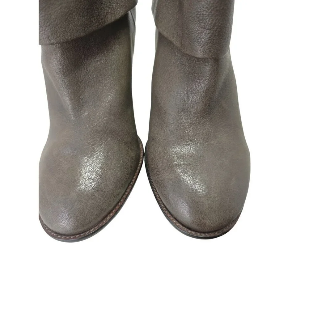 Vince Camuto Leather FoldOver Ankle Boot Women Sz 9 Taupe Brn 4